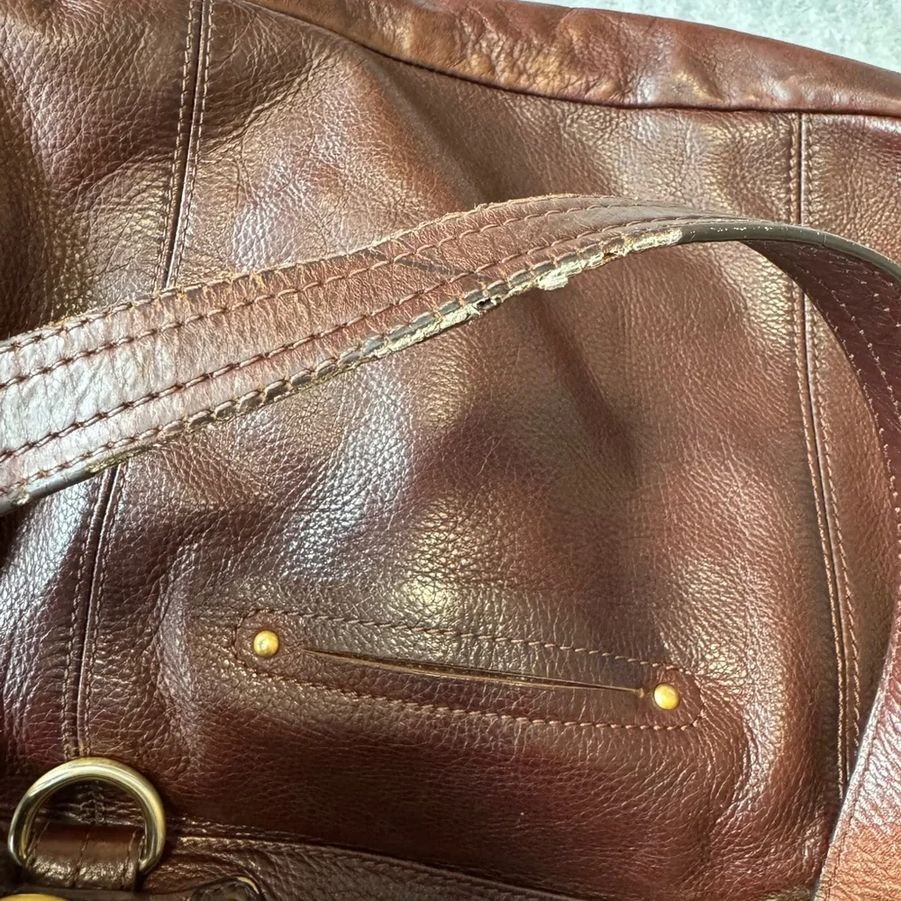 B. Makowsky Brown Leather Shoulder Bag with Distressed Finish PROJECT - Picture 7 of 13